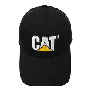 Caterpillar CAT Equipment Black Mesh Retro Snapback Cap Trucker Baseball NEW